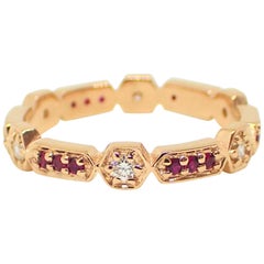 18k Rose Gold Eternity Band with 0.19 carats of Diamond and 0.20 carats of Ruby