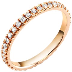Eighteen Karats Rose Gold Micro Pave Eternity Diamond Two Millimeter Band