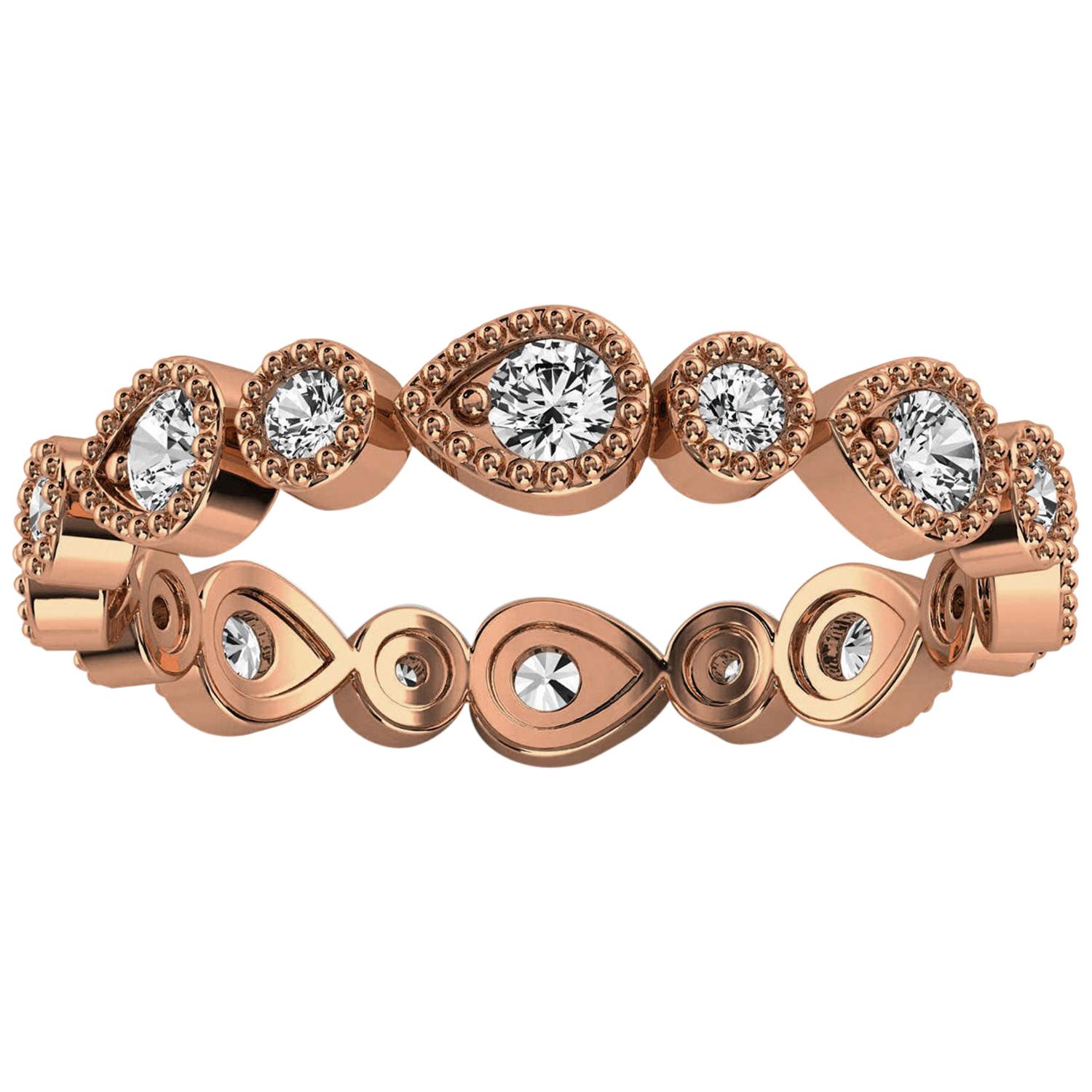 18K Rose Gold Eternity Milgrain Organic Design Diamond Ring '2/5 Ct. tw' For Sale