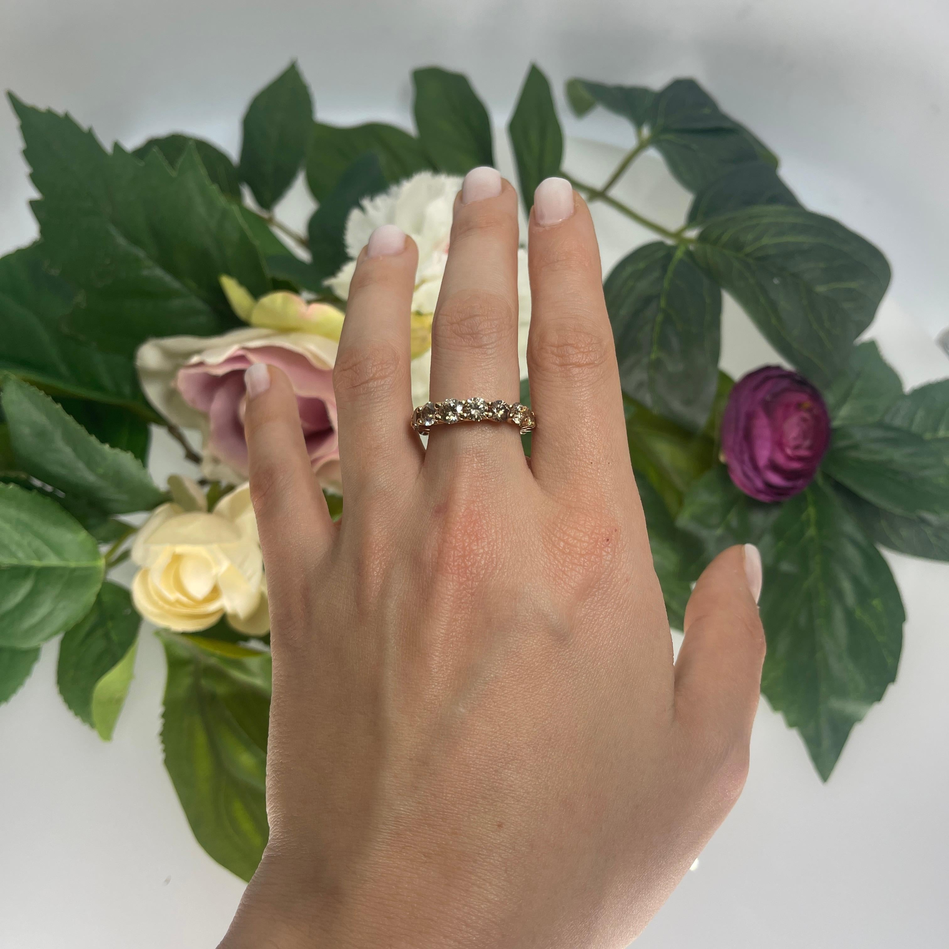 18K Rose Gold Eternity Ring with Brown Diamonds For Sale 2