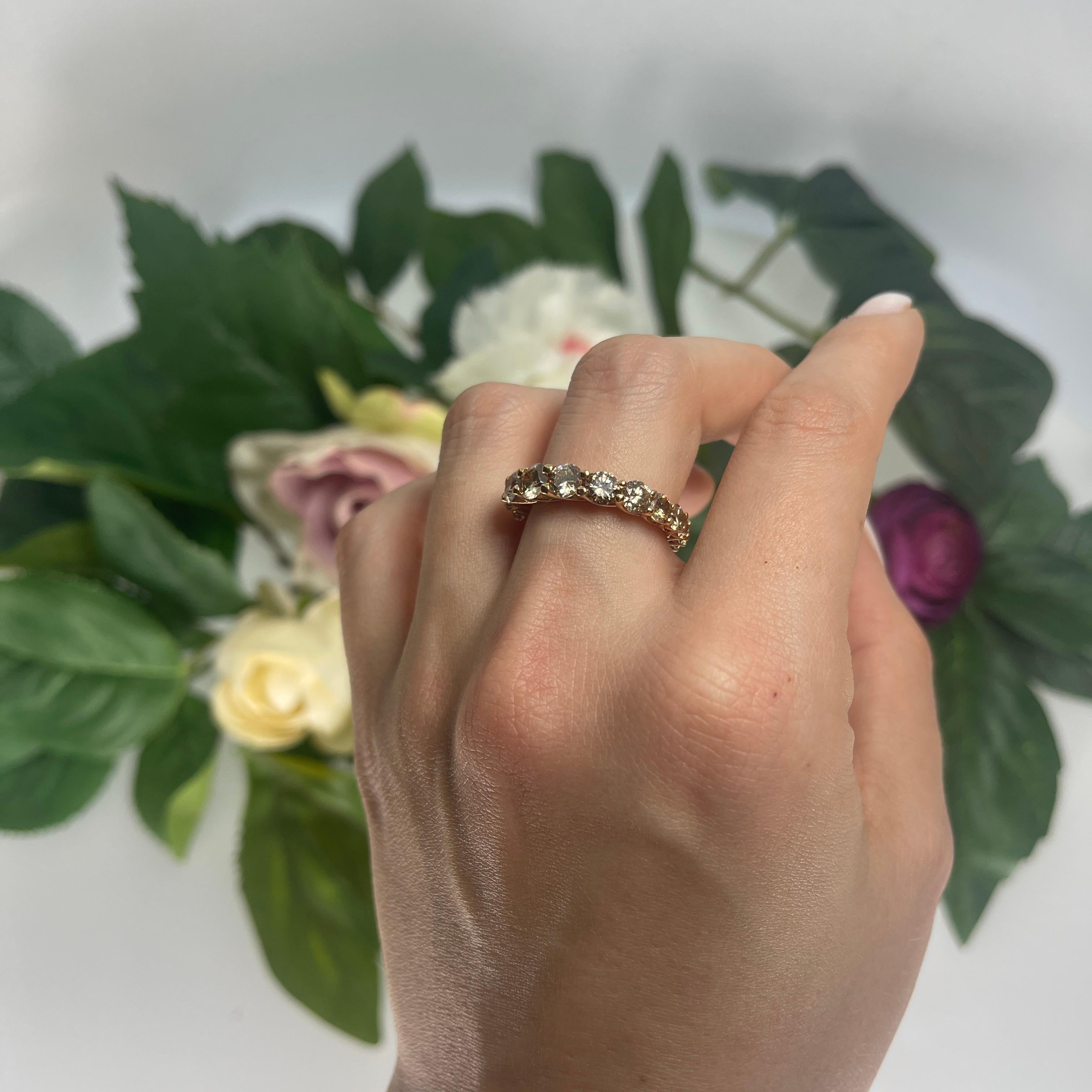 18K Rose Gold Eternity Ring with Brown Diamonds For Sale 3