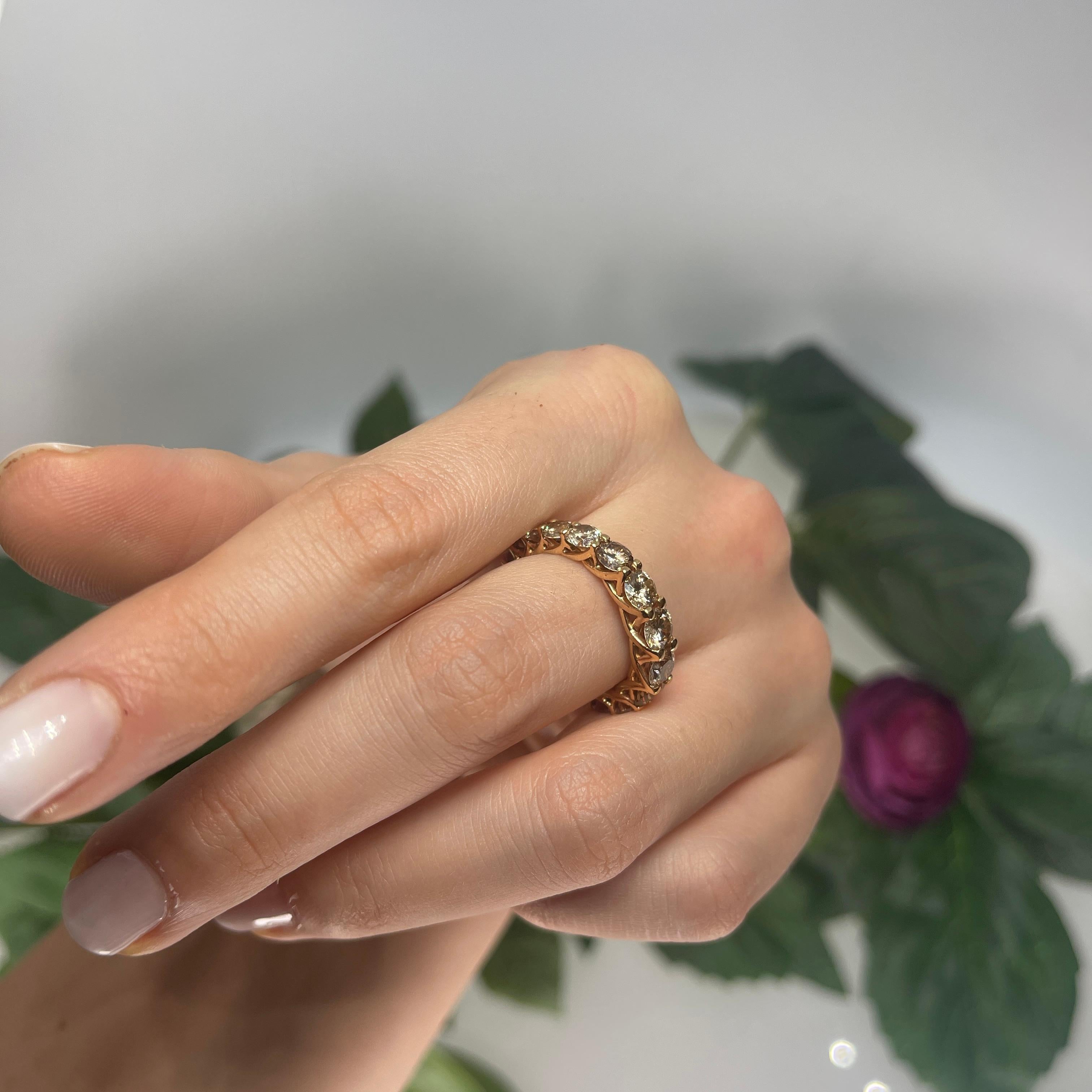 18K Rose Gold Eternity Ring with Brown Diamonds For Sale 4