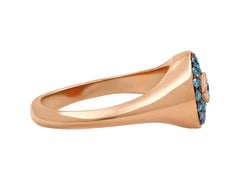 18k Rose Gold Evil Eye Ring with Blue and White Diamonds