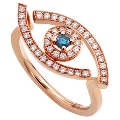 18k Rose Gold Evil Eye Ring with Diamonds 