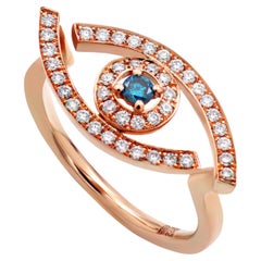 18k Rose Gold Evil Eye Ring with Diamonds