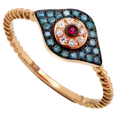 Anello Malocchio in oro rosa 18k con rubino e diamanti