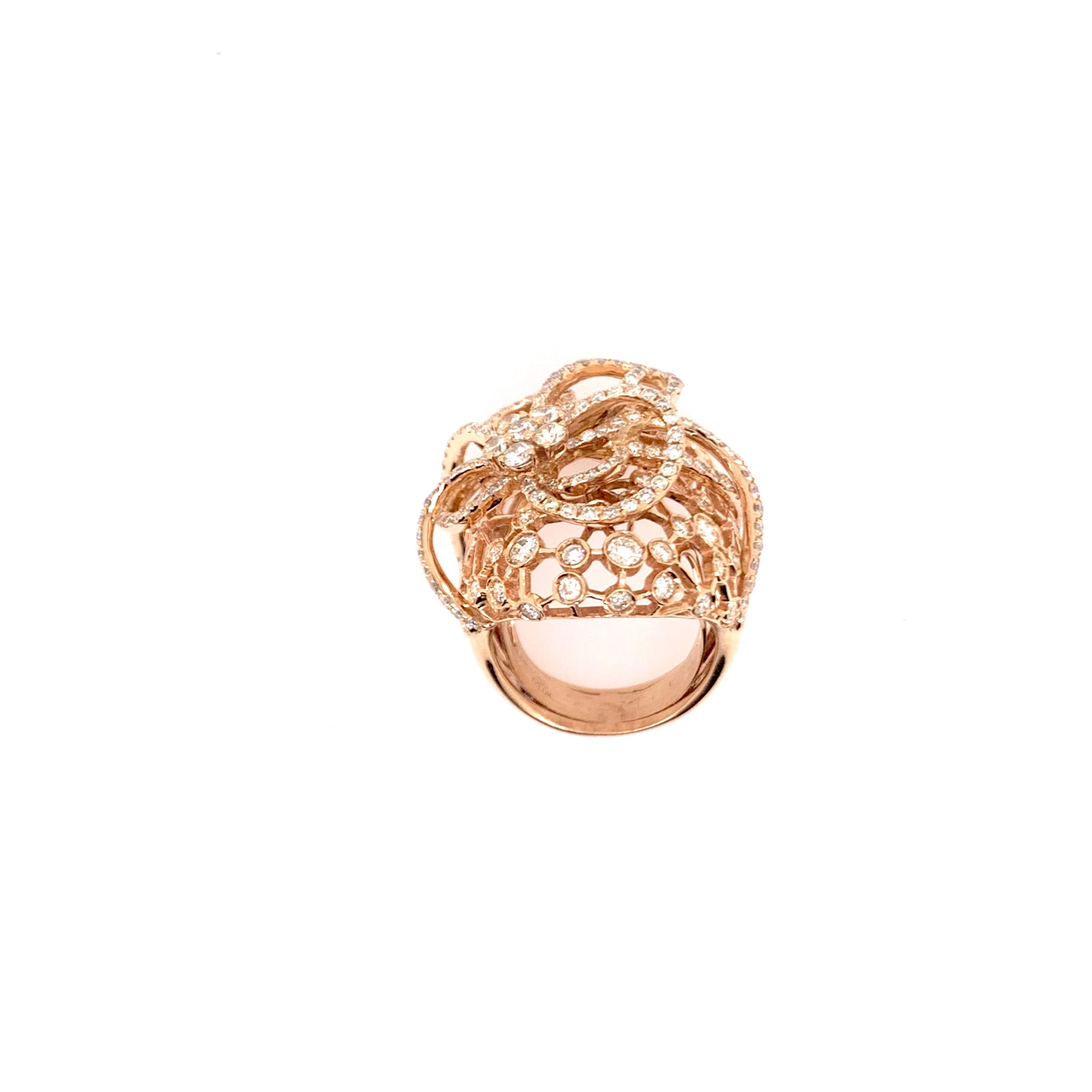 18k Rose Gold Fancy Cocktail Dome Ring In New Condition For Sale In Carrollton, TX