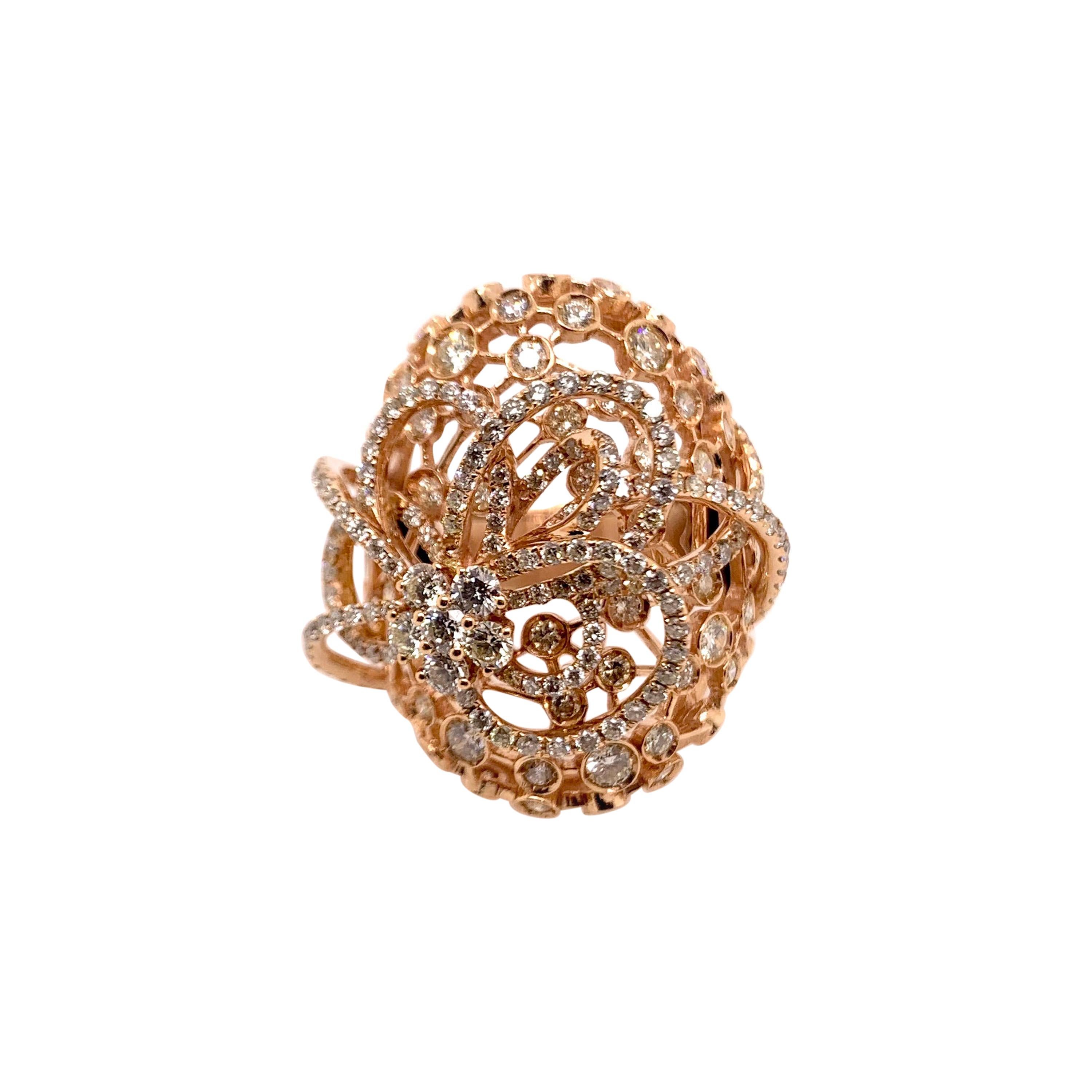 18k Rose Gold Fancy Cocktail Dome Ring