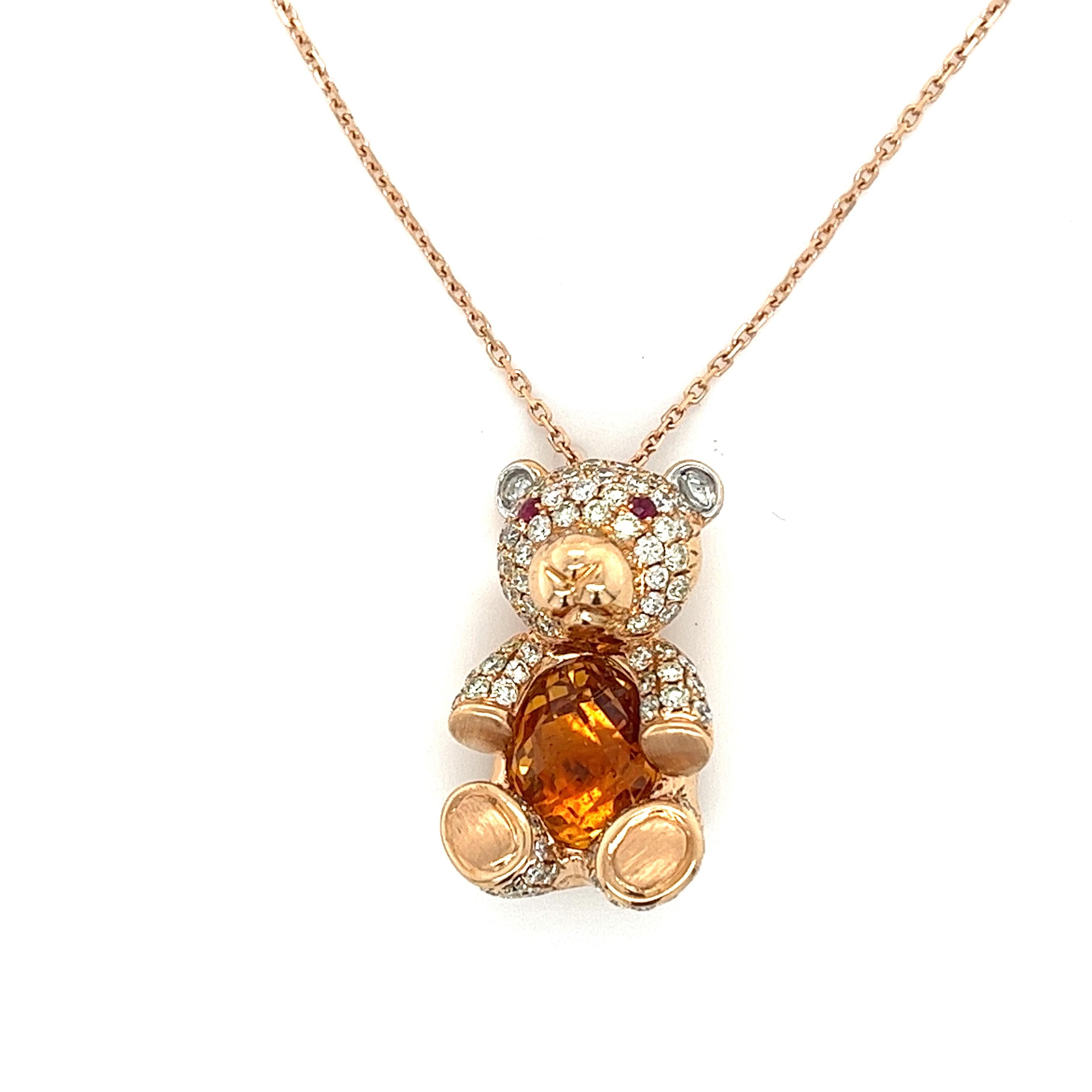 rose gold teddy bear necklace