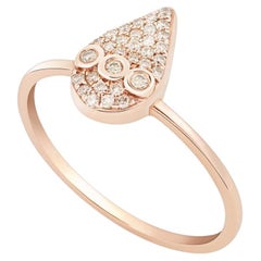 18k Rose Gold Flat-Drop Ring with 32 Champagne Diamonds, Size US 7