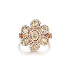 18K Rose Gold Floral Diamond Ring – 2.25 Carats Total