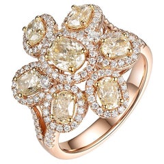 18K Rose Gold Floral Diamond Ring – 2.25 Carats Total