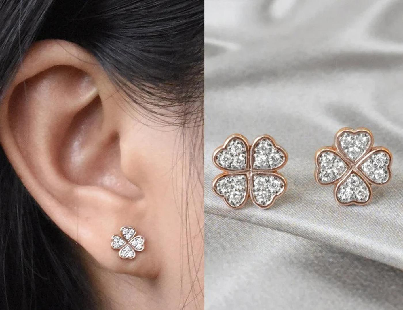 4 leaf clover diamond earrings