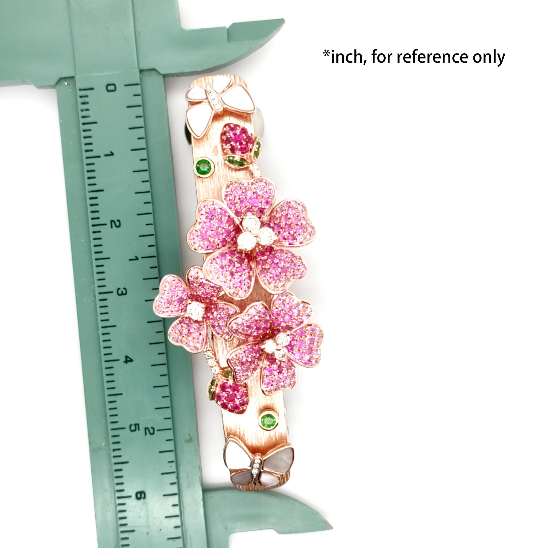18 Karat Roségold Blumen-Garten-Haar-Clip mit Rubin & rosa Saphir und farbigem Diamant im Zustand „Neu“ im Angebot in Hong Kong, HK