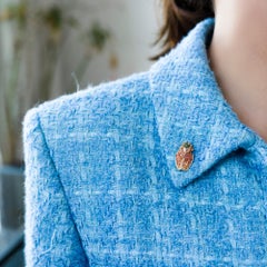 18K Rose Gold Fly Shaped Orange Sapphire and Yellow Sapphire Brooch