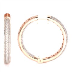 18 Karat Rose Gold Four Rows Inside Out Hoop Diamond Earrings '1 1/2 Carat'