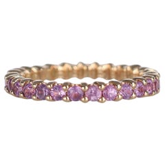 18K Rose Gold Full Eternity Band with Pink Sapphires