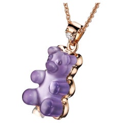 18K Rose Gold Gemmy Bear Amethyst 0.03ct White Diamond by Jochen Leën