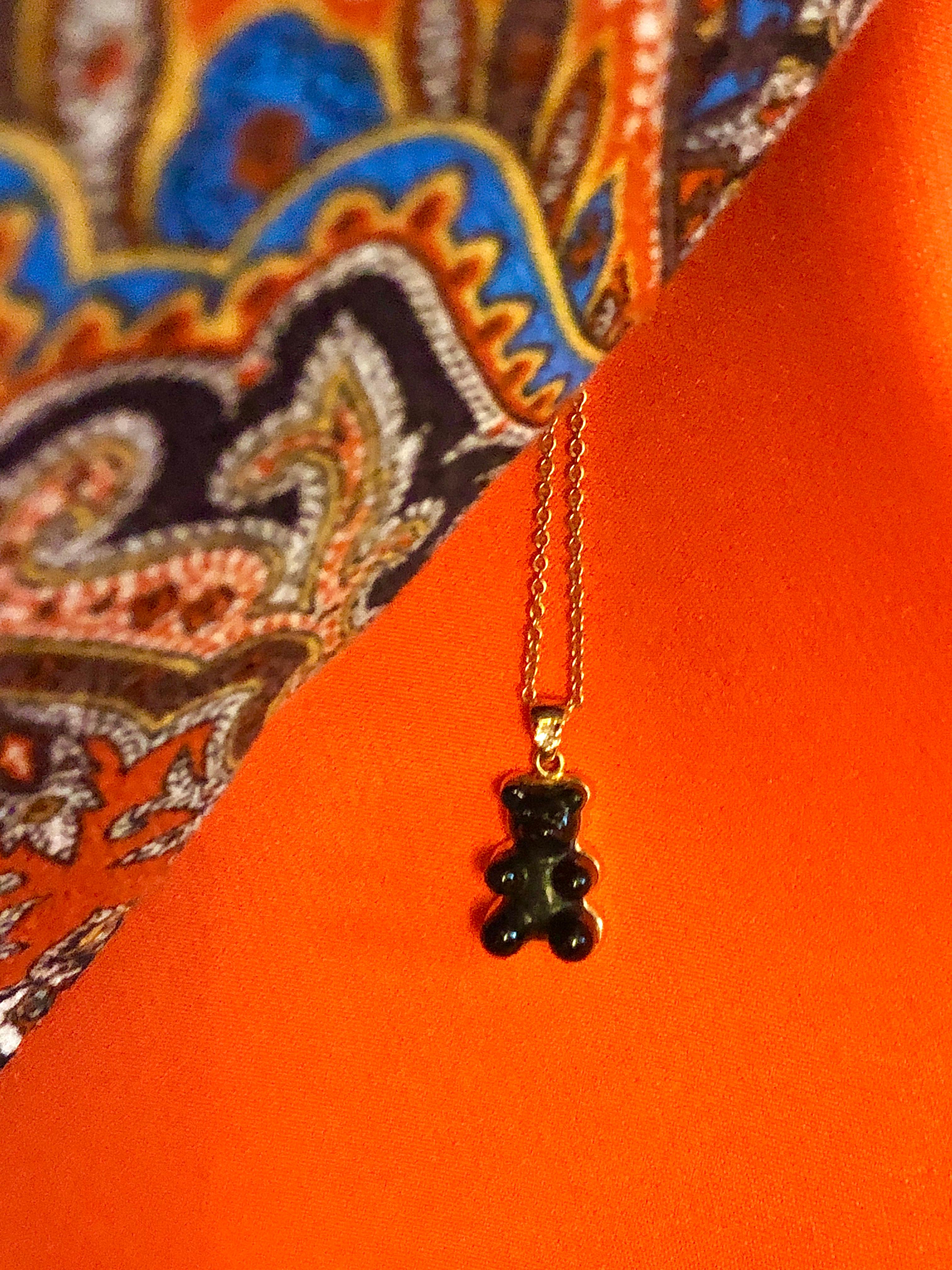 18K Rose Gold Gemmy Bear Black Onyx 0.03ct White Diamond by Jochen Leën