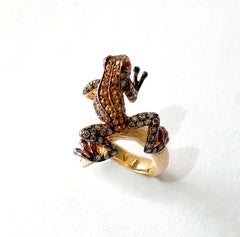 18 Karat Rose Gold Gemstone Leaping Frog Ring
