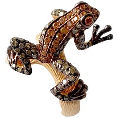 18 Karat Rose Gold Gemstone Leaping Frog Ring
