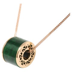 18k Rose Gold Genuine Burmese Jadeite Jade Tongtong Pendant Necklace