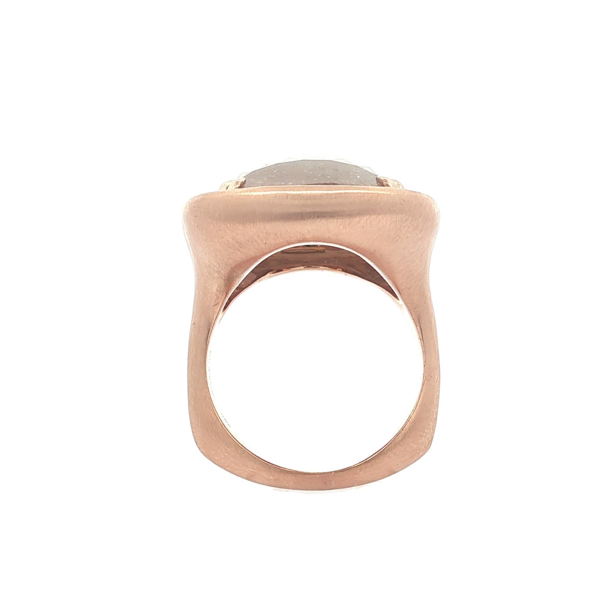 18k Rose Gold GIA 20.34ctw Cushion Checkerboard Faceted Fancy Color Diamond Ring For Sale 4