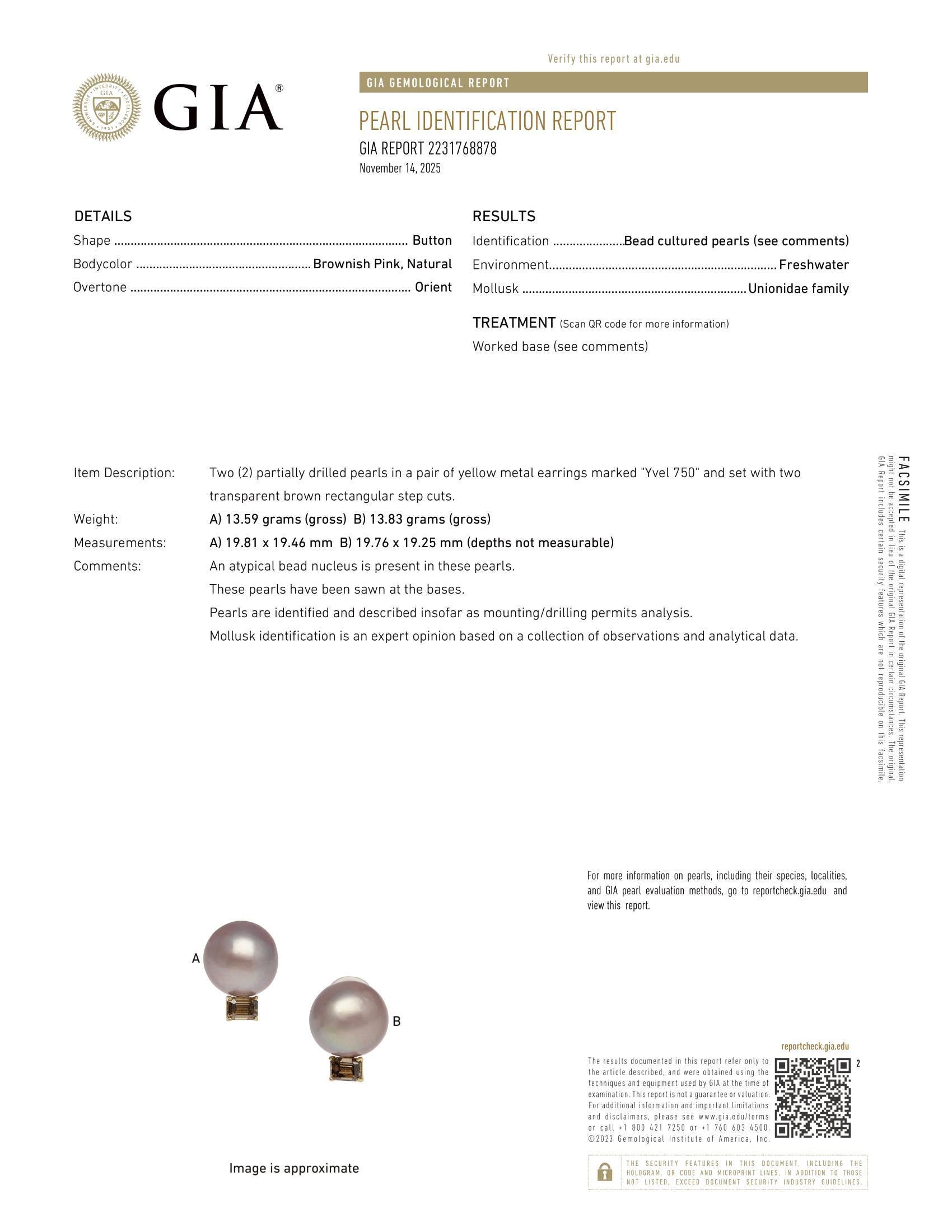 Orecchini in oro rosa 18k GIA con grandi perle rosa e diamanti marroni da 3,64 ct. in vendita 8