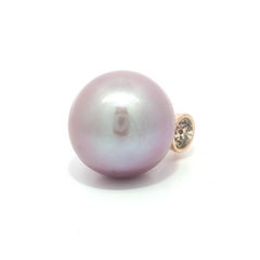 YVEL Purple Orchid 18k Gold GIA Large Kasumiga Pearl & Champagne Diamond Ring