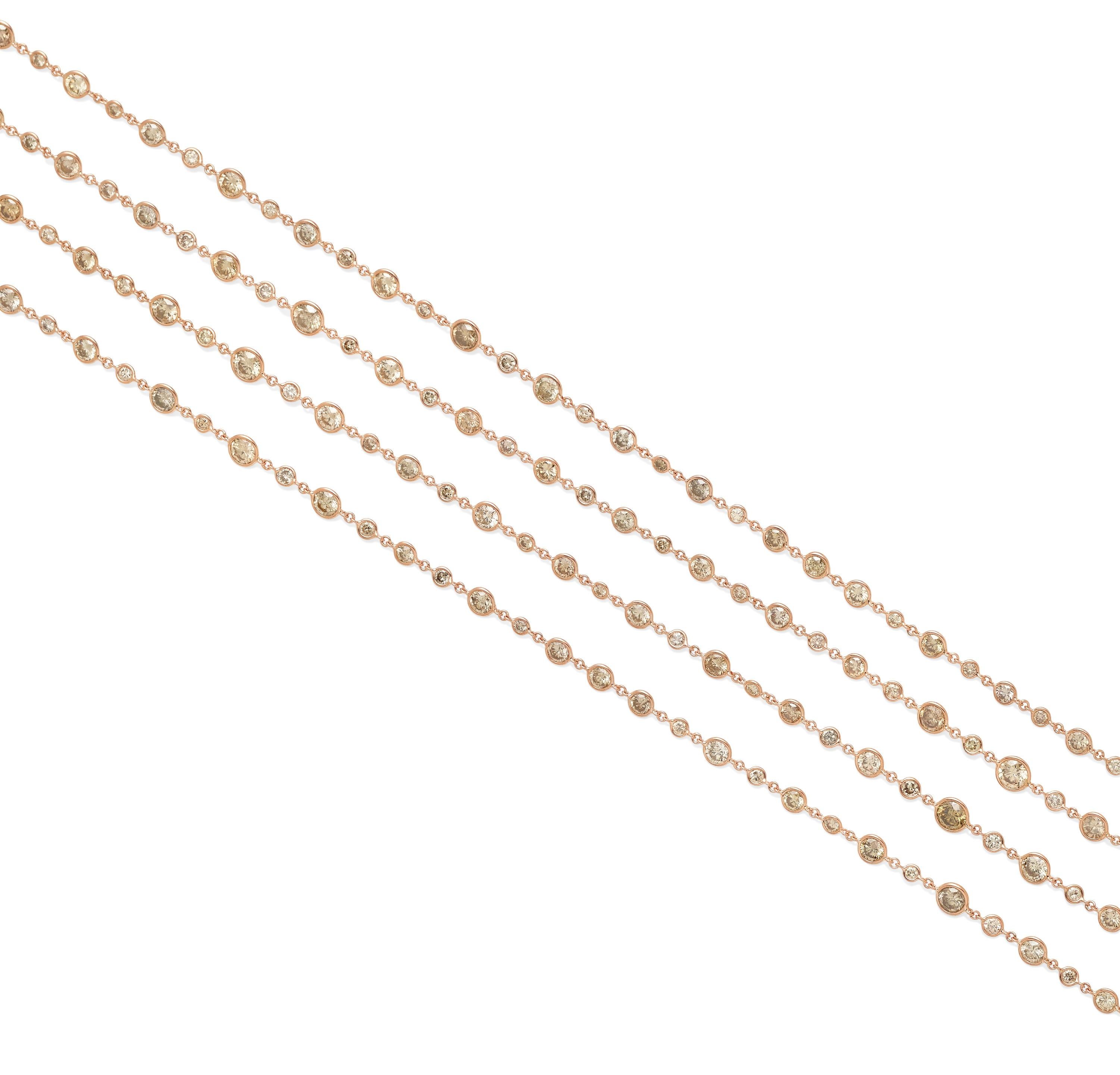 Collana a catena in oro rosa 18k con splendidi diamanti, circa 44,8 carati, da 60
