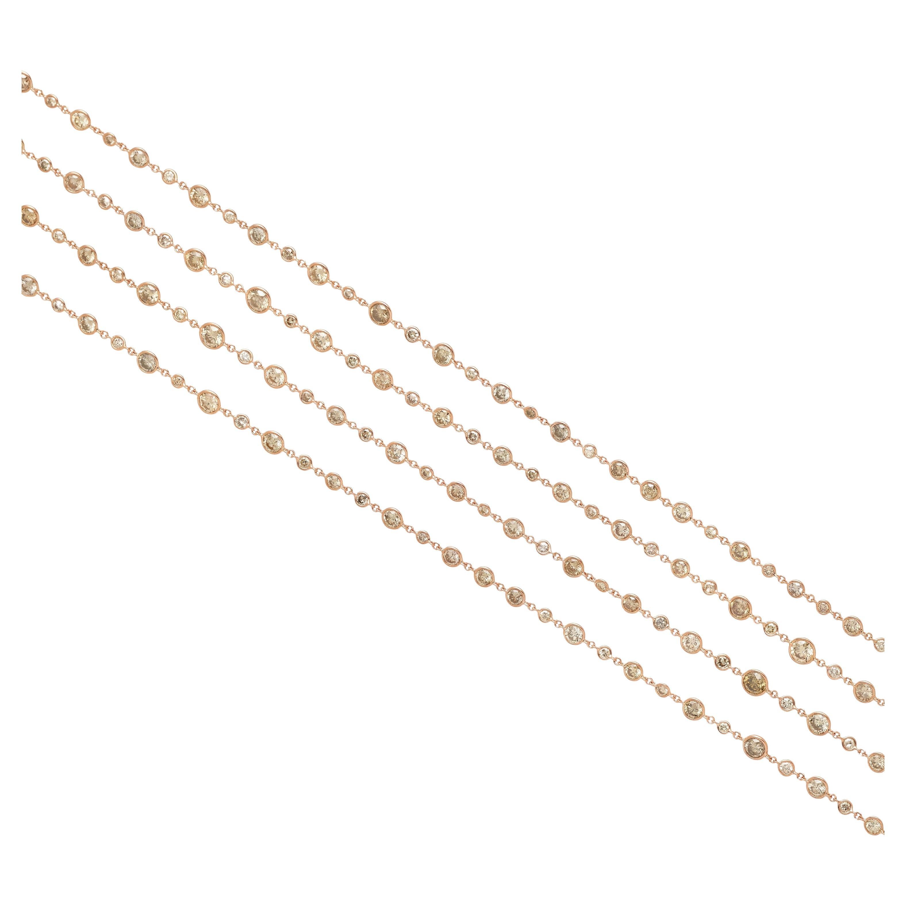 Collana a catena in oro rosa 18k con splendidi diamanti, circa 44,8 carati, da 60". in vendita
