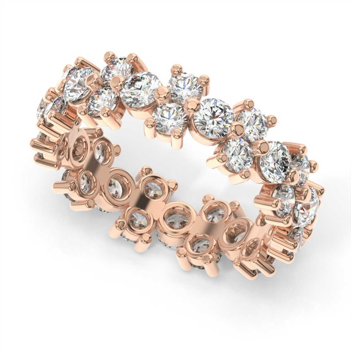 Round Cut 18k Rose Gold Greta Eternity Diamond Ring '2 1/2 Ct. Tw' For Sale