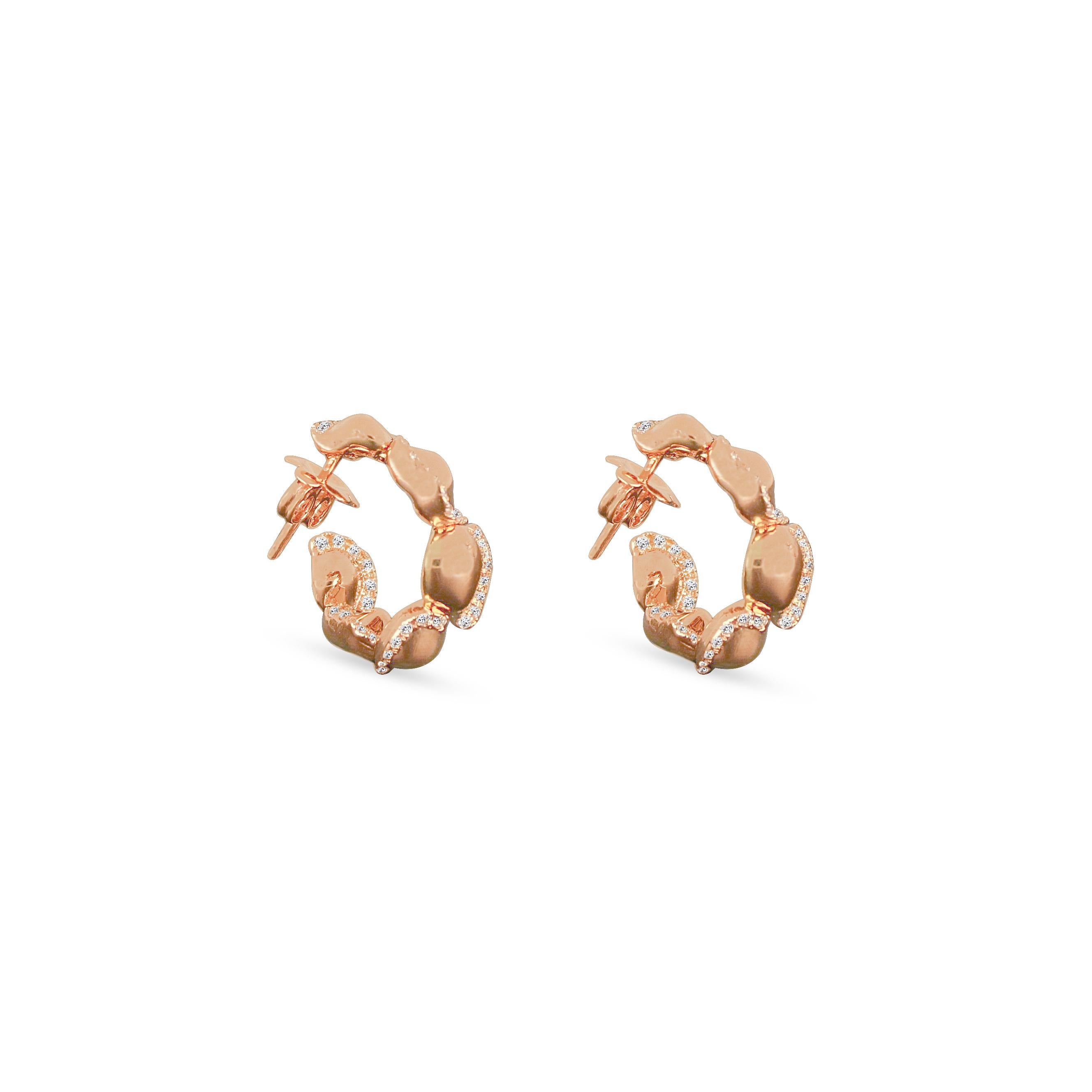 Sarab Collection Earrings takes its shape from the patterns and marking of the desert. Interlacing the finest round cut diamonds and rose gold nuggets to create an echo of the many stories of resilient women of the desert. 

-	Weight: 14.02 g