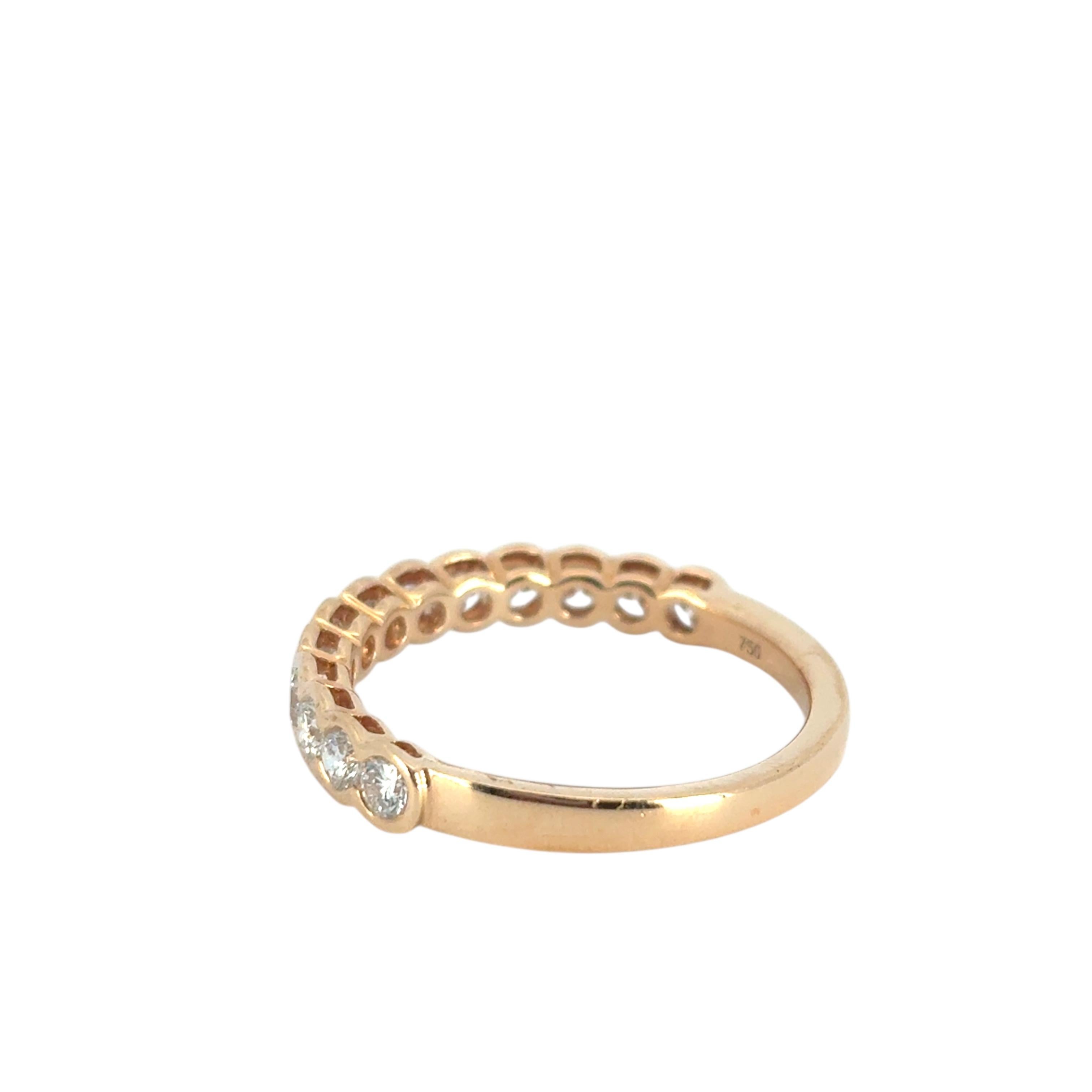 Anello con diamante a metà strada in oro rosa 18k in vendita 2