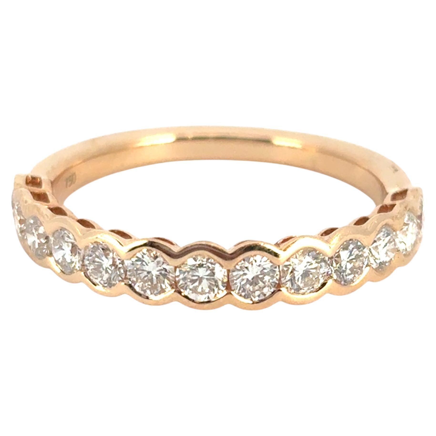 18 Karat Roségold Halbmond-Ringband mit Diamanten