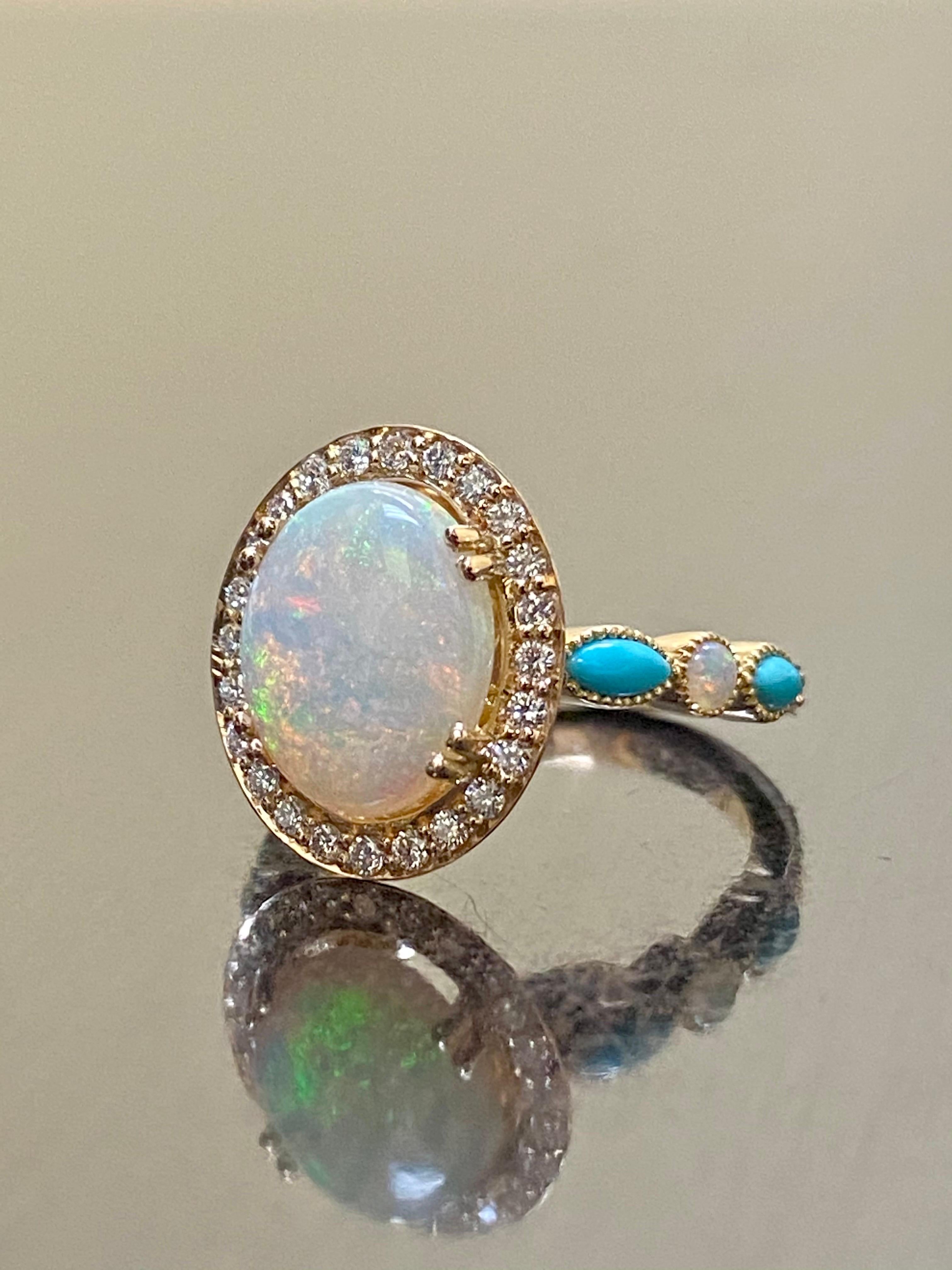 Modern 18K Rose Gold Halo Diamond Marquise Turquoise Australian Opal Engagement Ring