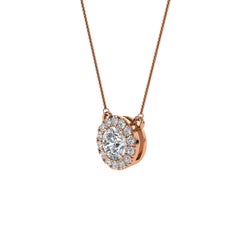 18 Karat Rose Gold Halo Diamond Pendant '1/2 Carat'
