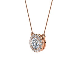 18 Karat Rose Gold Halo Diamond Pendant '3/4 Carat'