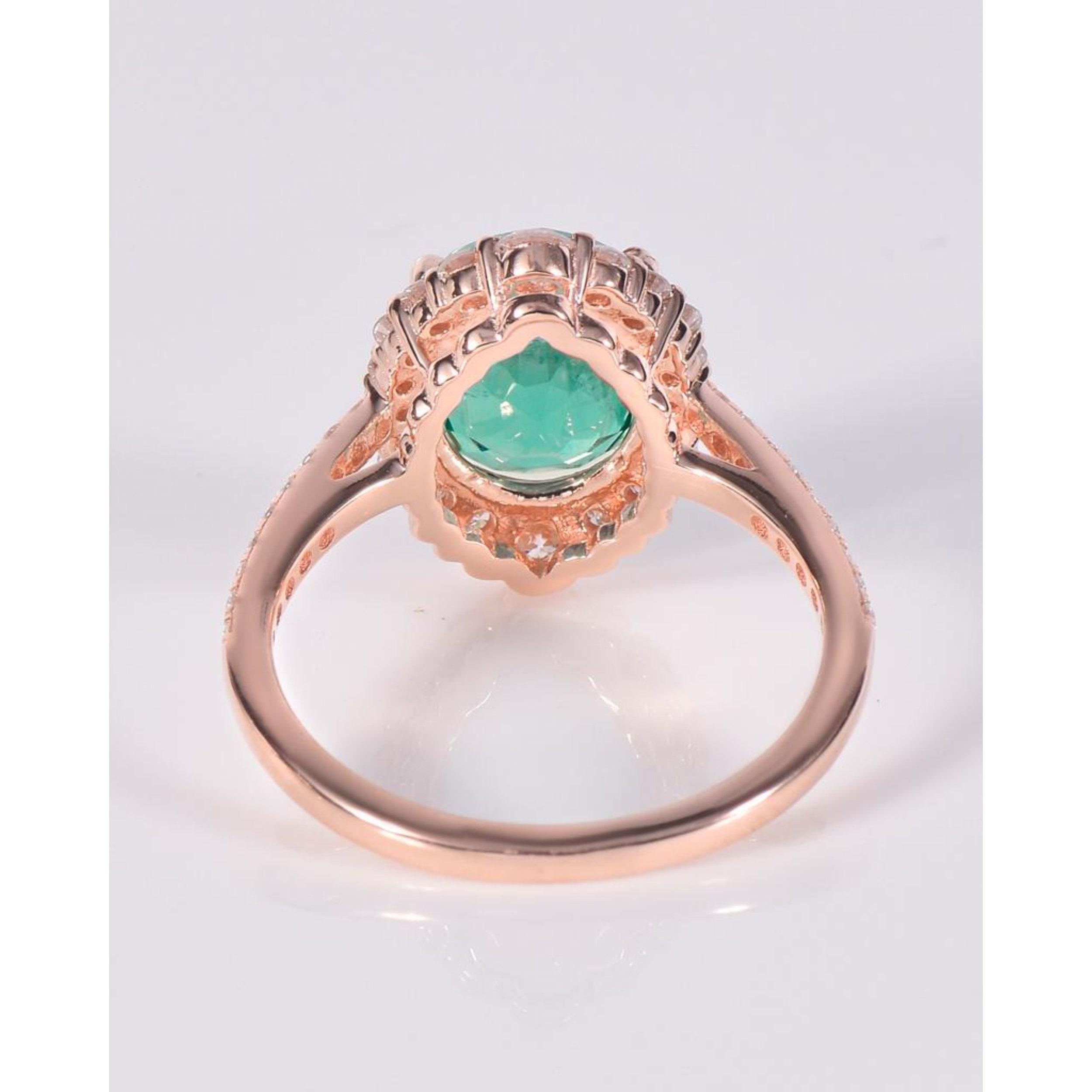 For Sale:  18K Gold 2 CT Natural Emerald and Diamond Antique Art Deco Style Engagement Ring 5
