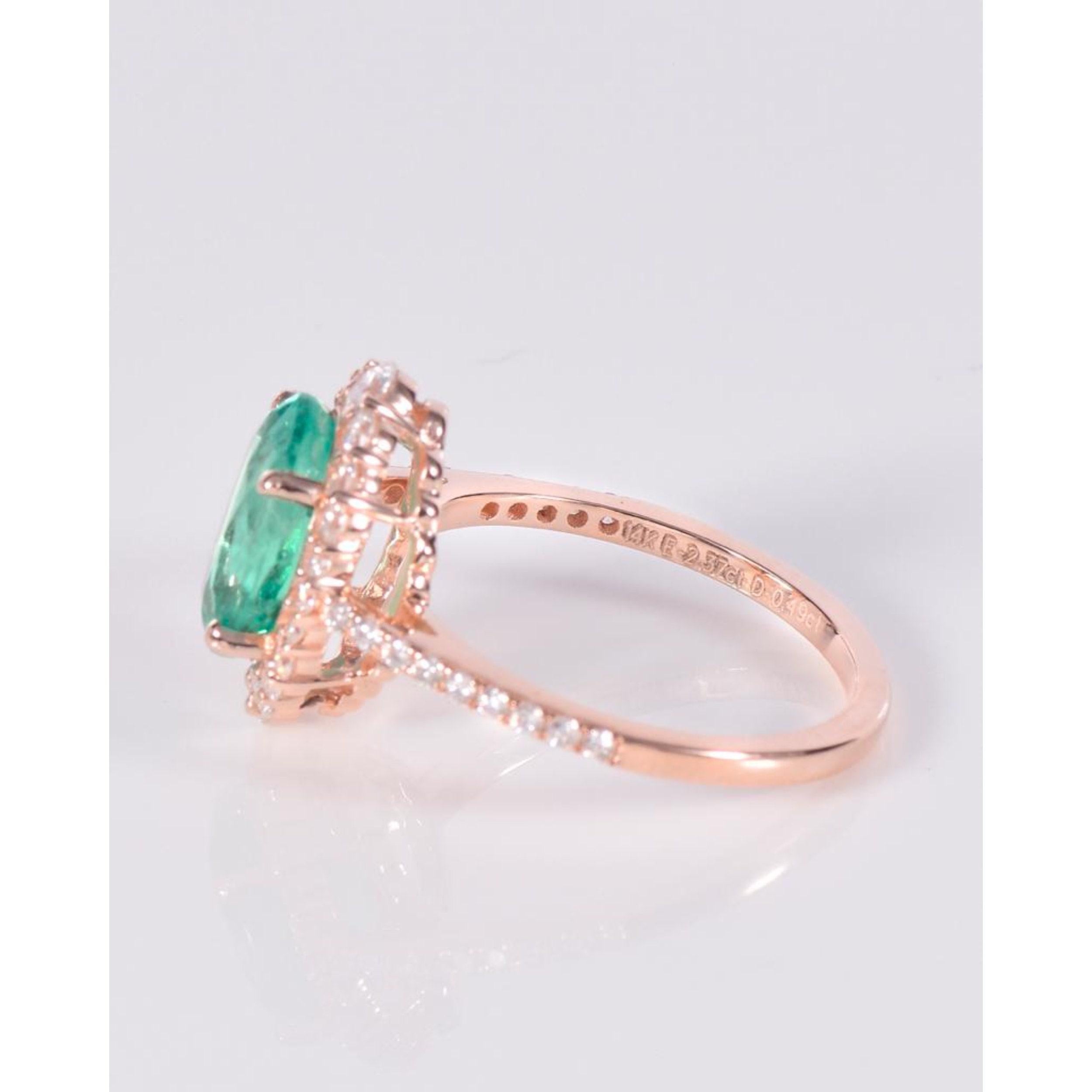 For Sale:  18K Gold 2 CT Natural Emerald and Diamond Antique Art Deco Style Engagement Ring 6