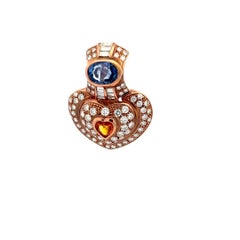18K Rose Gold Heart Pendant with 4.18 Carat Diamonds Tanzanite & Citrine