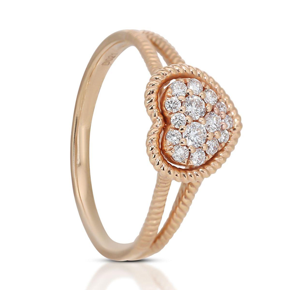 18K Rose Gold Heart-shaped Ring with 0.25ct Natural Diamond For Sale 1