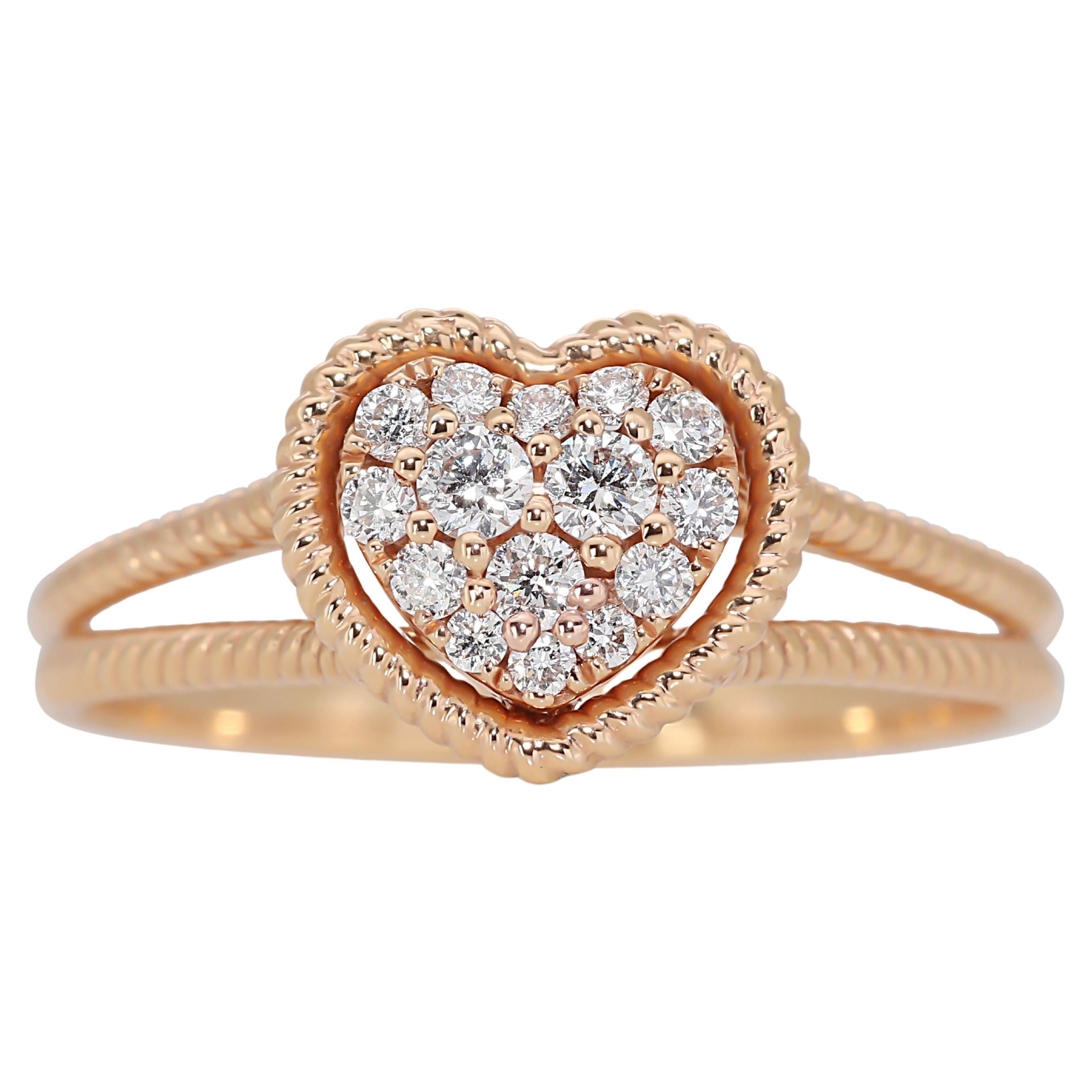 18K Rose Gold Heart-shaped Ring with 0.25ct Natural Diamond For Sale