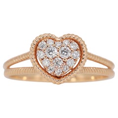 18K Rose Gold Heart-shaped Ring with 0.25ct Natural Diamond