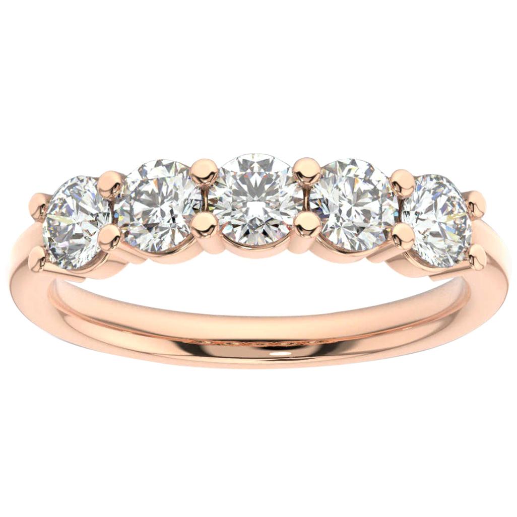 18K Rose Gold Helena 5-Stone Diamond Ring '1 Ct. tw' For Sale