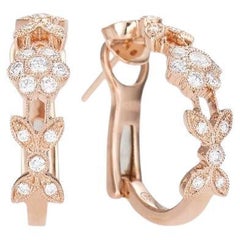 18k Rose Gold Heritage and .20ctw Diamond Huggie Earrings