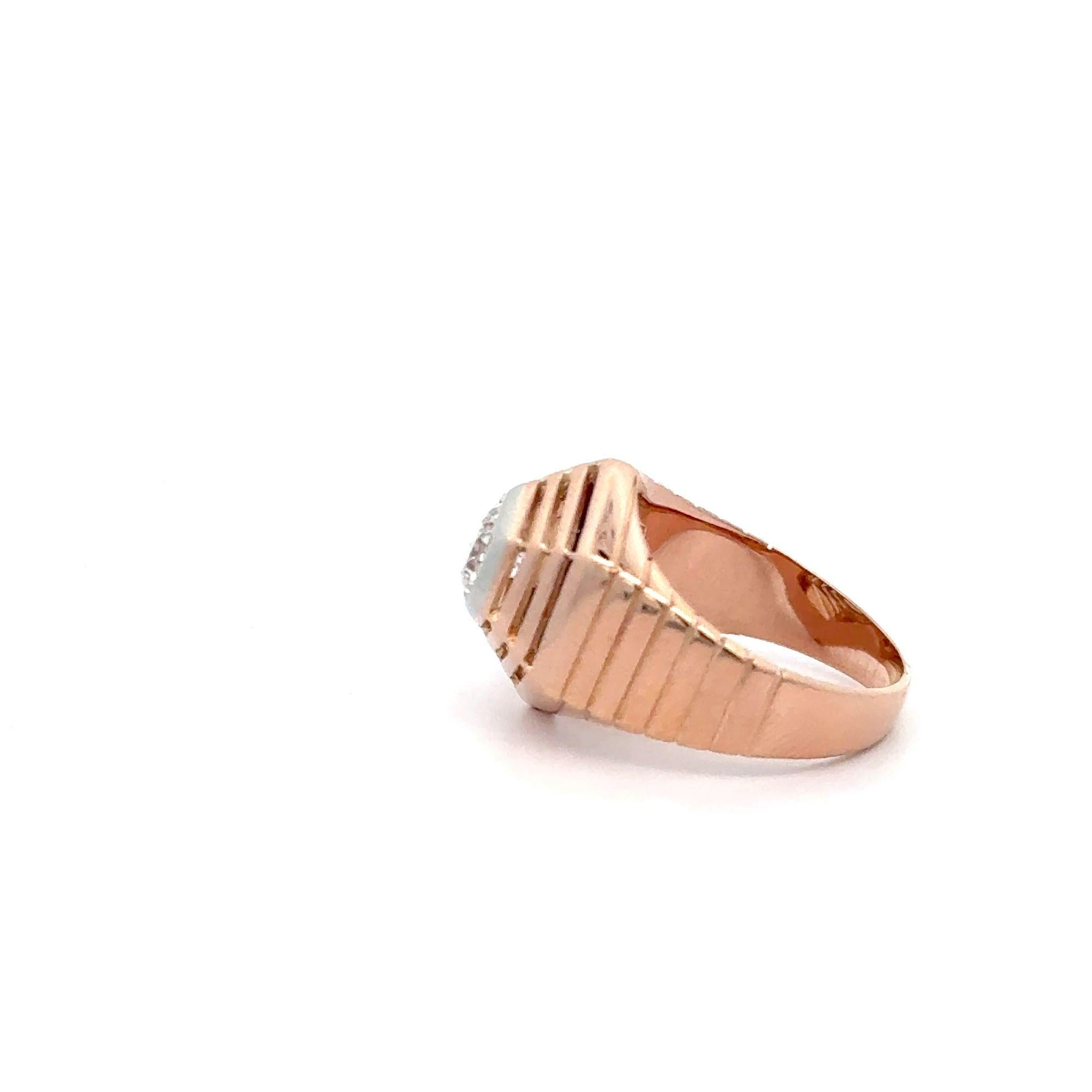 18K Rose Gold Hexagonal Shape Mesh Finish Ring, Bracelet, Pendant Set For Sale 7