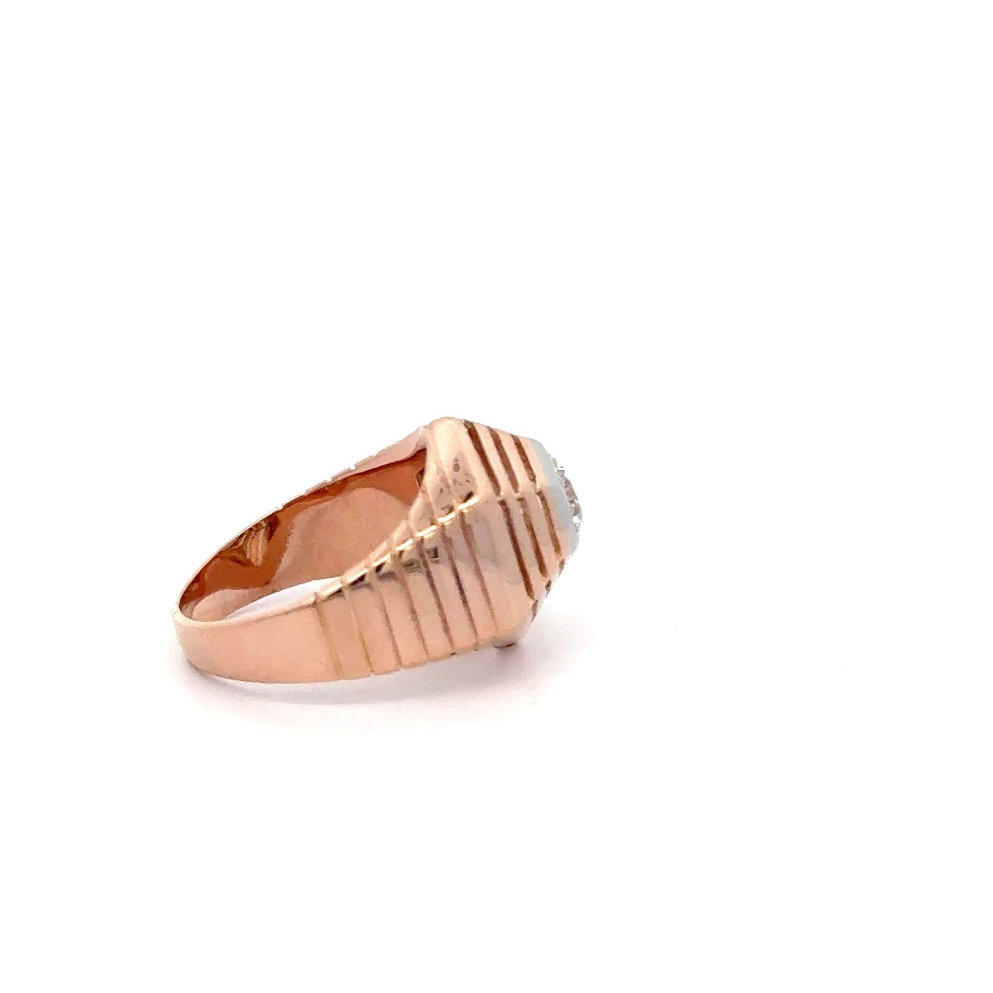 18K Rose Gold Hexagonal Shape Mesh Finish Ring, Bracelet, Pendant Set For Sale 9