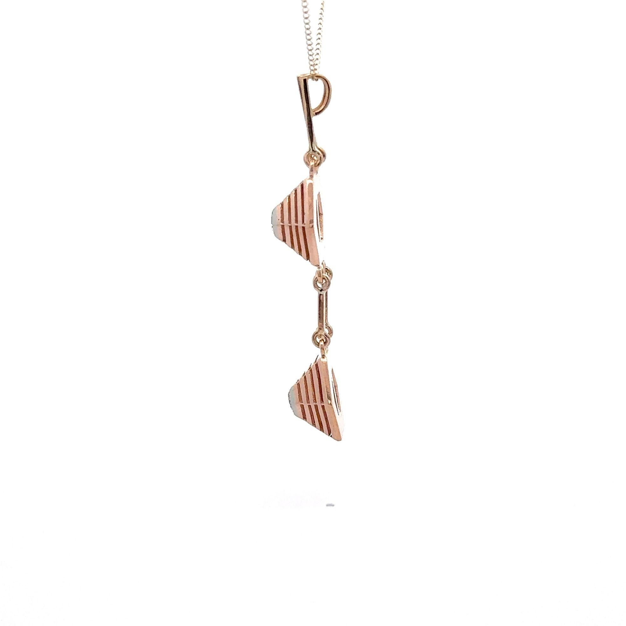18K Rose Gold Hexagonal Shape Mesh Finish Ring, Bracelet, Pendant Set For Sale 11