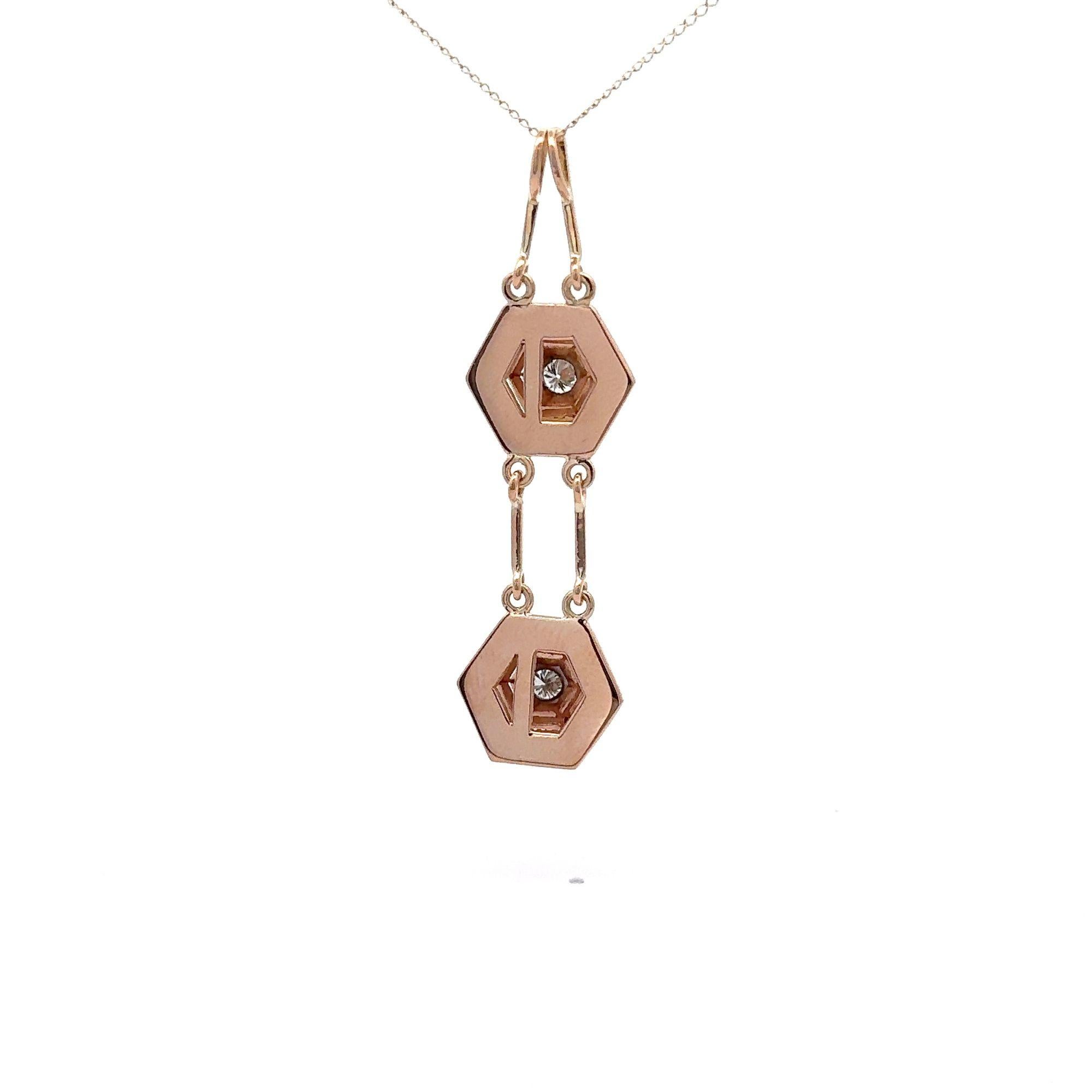 18K Rose Gold Hexagonal Shape Mesh Finish Ring, Bracelet, Pendant Set For Sale 12